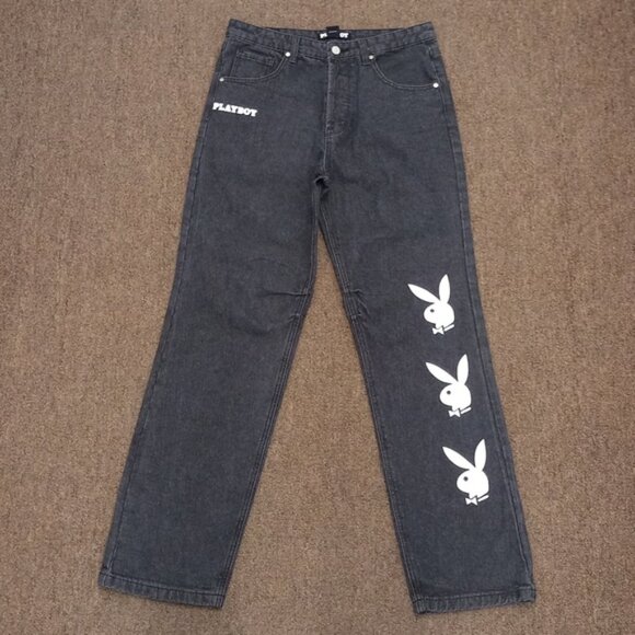 PLAYBOY Denim - Playboy Bunny Wide Legs Beggy Denim Jeans Y2K
